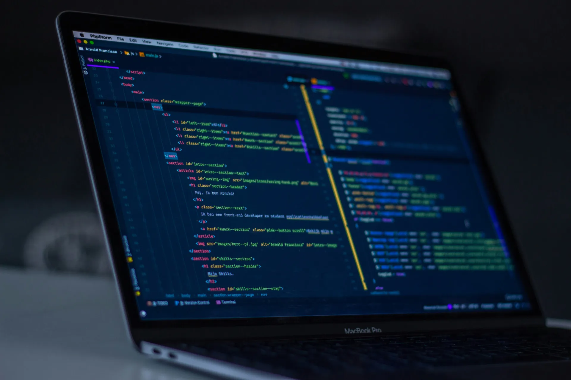 Software being engineered on a laptop